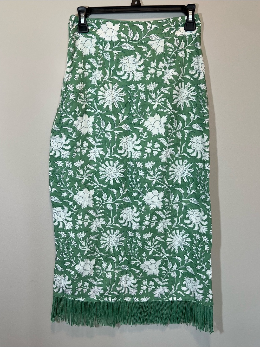 Eddy Women’s Green Ethel Fringe Skirt Small NWT Fern Ivory - Picture 5 of 9